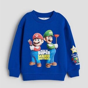 H&M Kids Blue Super Mario Brothers OVERSIZED PRINTED SWEATSHIRT size8/10